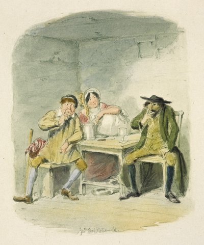 Kuvitus elokuvaan "Oliver Twist" tekijältä George Cruikshank