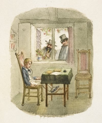 Kuvitus elokuvaan "Oliver Twist" tekijältä George Cruikshank
