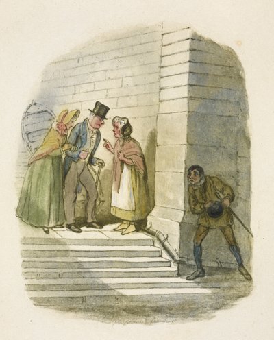 Kuvitus elokuvaan "Oliver Twist" tekijältä George Cruikshank