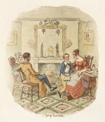 Kuvitus elokuvaan "Oliver Twist" tekijältä George Cruikshank