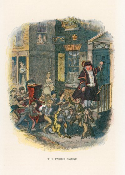 Kuvitus Bozin luonnoksia varten tekijältä George Cruikshank