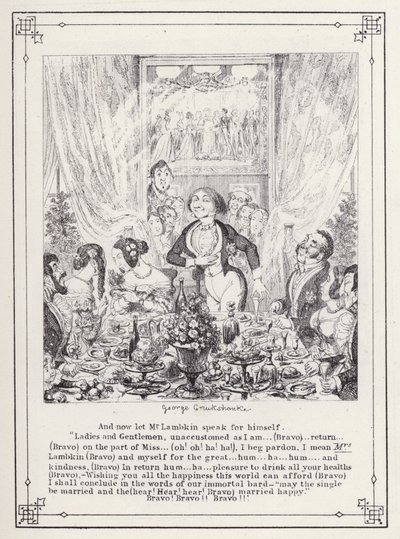 Kuvitus teokselle The Bachelors Own Book tai The Progress of Mr Lambkin (Gent) (kaiverrus) tekijältä George Cruikshank
