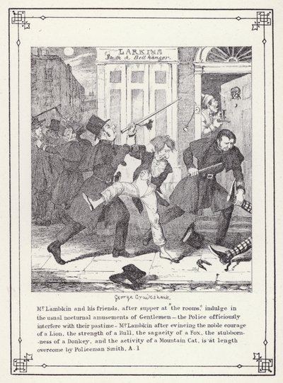 Kuvitus teokselle The Bachelors Own Book tai The Progress of Mr Lambkin (Gent) (kaiverrus) tekijältä George Cruikshank