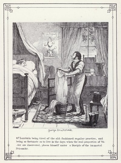 Kuvitus kandidaatin omaan kirjaan tai Mr Lambkinin (Gent) edistymiseen (kaiverrus) tekijältä George Cruikshank