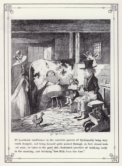 Kuvitus kandidaatin omaan kirjaan tai Mr Lambkinin (Gent) edistymiseen (kaiverrus) tekijältä George Cruikshank