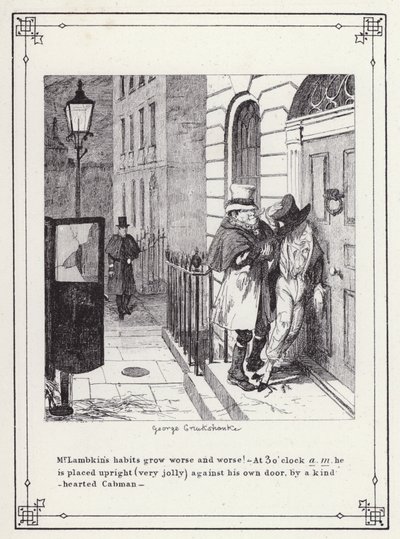 Kuvitus teokselle The Bachelors Own Book tai The Progress of Mr Lambkin (Gent) (kaiverrus) tekijältä George Cruikshank