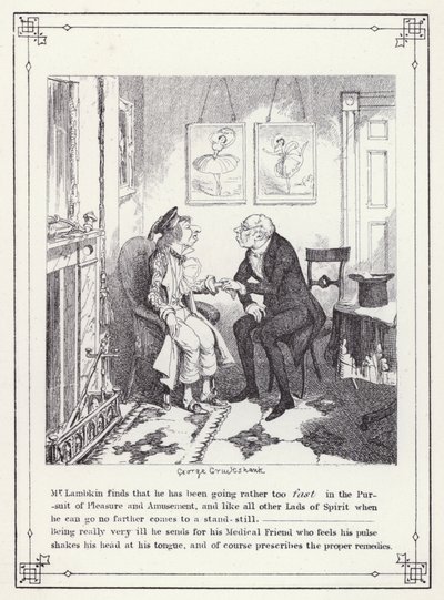 Kuvitus teokselle The Bachelors Own Book tai The Progress of Mr Lambkin (Gent) (kaiverrus) tekijältä George Cruikshank