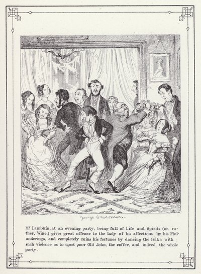 Kuvitus teokselle The Bachelors Own Book tai The Progress of Mr Lambkin (Gent) (kaiverrus) tekijältä George Cruikshank