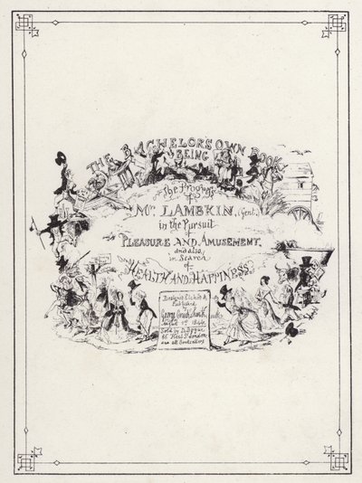 Kuvitus teokselle The Bachelors Own Book tai The Progress of Mr Lambkin (Gent) (kaiverrus) tekijältä George Cruikshank