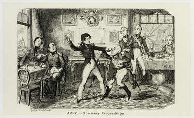 Heinäkuu - Yhteenveto George Cruikshankin teräsetsauksista The Comic Almanacksiin: 1835-1853 tekijältä George Cruikshank