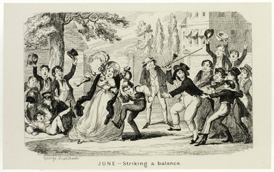 Kesäkuu - Tasapainon löytäminen George Cruikshankin teräsveistoksista The Comic Almanacksiin: 1835-1853 tekijältä George Cruikshank
