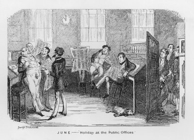 Kesäkuu, juhlapäivä julkisissa toimistoissa (kaiverrus) tekijältä George Cruikshank