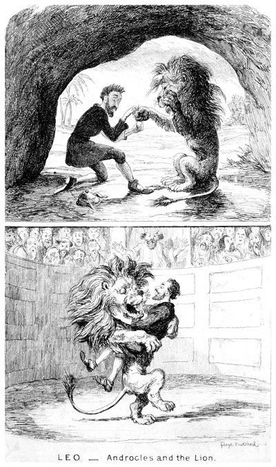 Leo - Androcles ja leijona, 1800-luku. tekijältä George Cruikshank