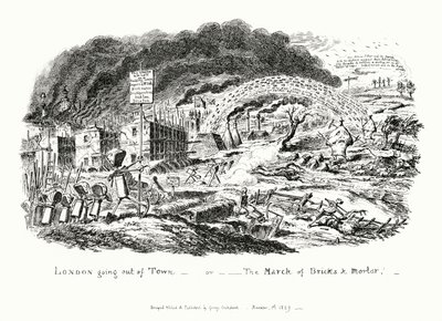 London Going Out of Town tai The March of Bricks and Mortar (kaiverrus) tekijältä George Cruikshank