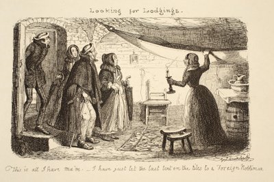 Etsitään majoitusta, pubi. 1851 tekijältä George Cruikshank