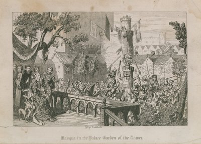 Naamio Towerin palatsin puutarhassa tekijältä George Cruikshank