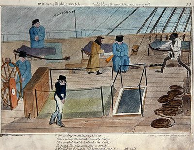 Master B on Middle Watch - "kylmä puhaltaa tuulta ja sade tulee", julkaisija Thomas McLean tekijältä George Cruikshank