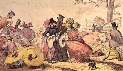 Hirviöt 1825 ja 1826. (Satiirinen sarjakuva 1800-luvun Englannin muotista) tekijältä George Cruikshank