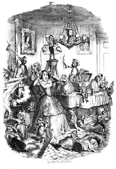 Melkein kuoliaaksi huolissaan elämän suurimmasta rutosta, 1840-luvulla. tekijältä George Cruikshank