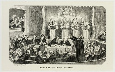 Marraskuu - Law-Life Assurance George Cruikshankin teräsetsauksista The Comic Almanacksiin: 1835-1853 tekijältä George Cruikshank