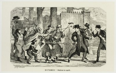 Lokakuu - Irtisanomisilmoitus George Cruikshankin teräsetsauksista The Comic Almanacks -lehteen: 1835-1853 tekijältä George Cruikshank
