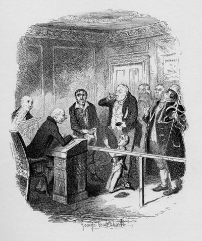 Oliver pakenee olemasta sidottu siivoojan oppipoikaksi Charles Dickensin (1812-70) 1838:n "Oliver Twistin seikkailuista", jonka julkaisija Chapman und Hall, 1901 tekijältä George Cruikshank