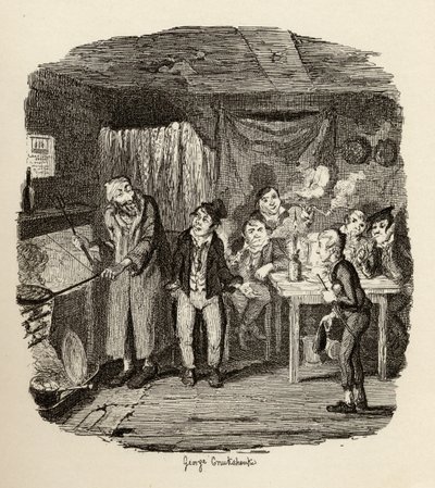 Oliver esitteli kunnioitetun vanhan herrasmiehen Charles Dickensin (1812-70) julkaisusta Oliver Twistin seikkailut 1838, julkaisija Chapman und Hall, 1901 tekijältä George Cruikshank