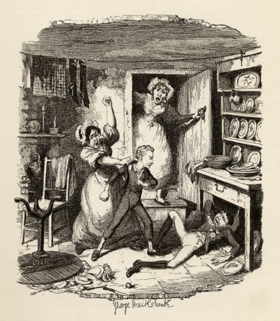 Oliver poimii hengen Charles Dickensin (1812-70) teoksesta Oliver Twistin seikkailut 1838, julkaisija Chapman und Hall, 1901 tekijältä George Cruikshank