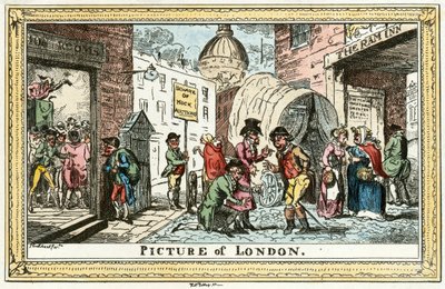 "Kuva Lontoosta", 1820 tekijältä George Cruikshank