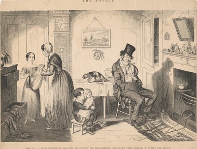 Kuvalaatta II, hänet erotetaan työstään juopumuksen vuoksi tekijältä George Cruikshank