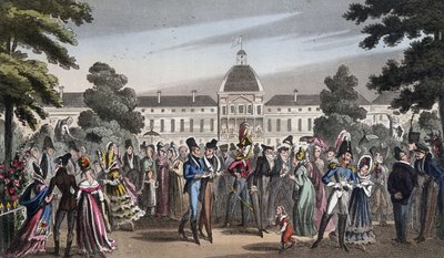 Promenade au Jardin des Tuileries - elokuvassa "Elämä Pariisissa", David Carey, Lontoo tekijältä George Cruikshank