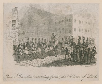 Kuningatar Caroline palaa House of Lordsista tekijältä George Cruikshank