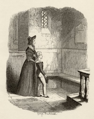 Rose Maylie ja Oliver, Charles Dickensin (1812-70) "Oliver Twistin seikkailuista" 1838, julkaisija Chapman und Hall, 1901 tekijältä George Cruikshank