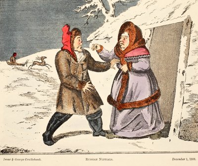 Venäjän häät, pubi. 1808 (käsinvärinen kaiverrus) tekijältä George Cruikshank