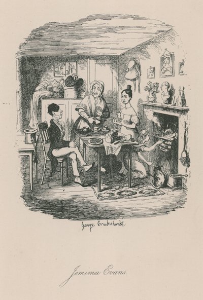 Kohtaus Lontoon elämästä: Jemima Evans tekijältä George Cruikshank