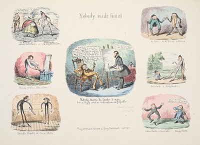 Leikkeet ja luonnokset; Kukaan ei nauranut, pubi. 1831 (käsinvärinen kaiverrus) tekijältä George Cruikshank
