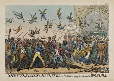 Sukulakukat ja makrillit eli jäsenet äänestämässä maissilakia, 14. maaliskuuta tekijältä George Cruikshank