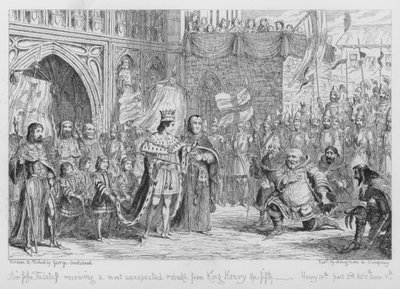 Sir John Falstaff saa odottamattoman nuhteen kuningas Henrik viidenneltä... tekijältä George Cruikshank