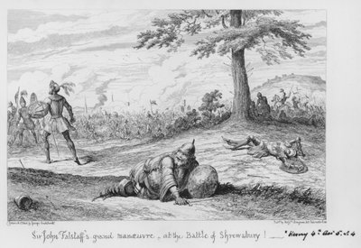 Sir John Falstaffin mahtava toimenpide Shrewsburyn taistelussa! tekijältä George Cruikshank