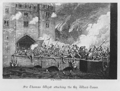 Sir Thomas Wyatt hyökkää Byward Toweriin (kaiverrus) tekijältä George Cruikshank
