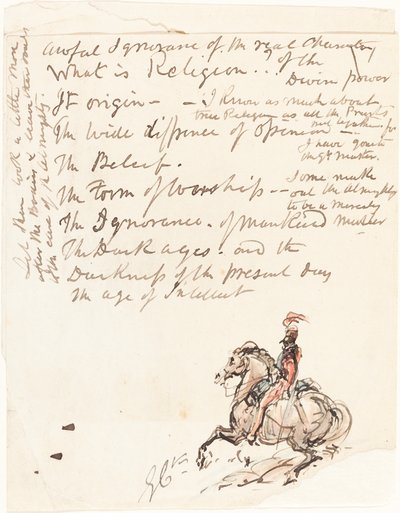 Luonnos asennetusta husaarista tekijältä George Cruikshank
