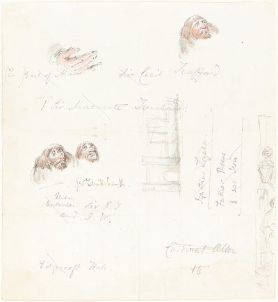 Luonnoksia groteskeista kasvoista tekijältä George Cruikshank