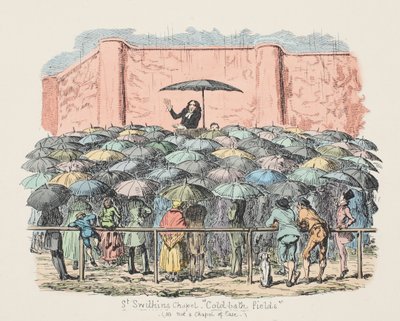St Swithuns Chapel Cold-bathin pellot, pub. 1833 (käsin väritetty kaiverrus) tekijältä George Cruikshank