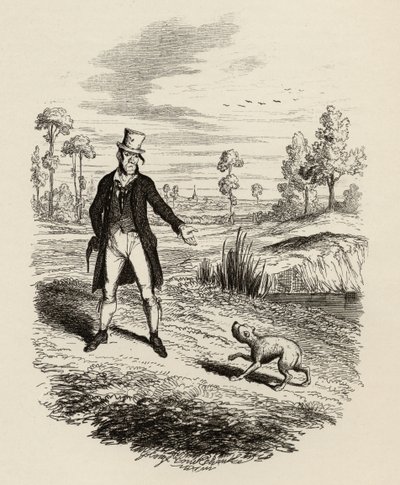 Sykes yrittää tuhota koiransa Charles Dickensin (1812-70) julkaisusta Oliver Twistin seikkailut 1838, Chapman und Hall, 1901 tekijältä George Cruikshank