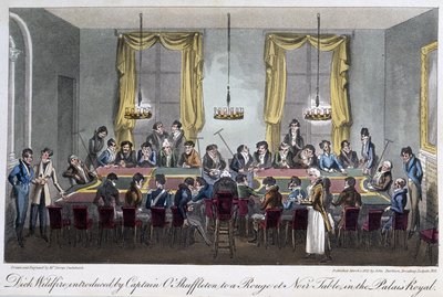 Pelipöytä Palais Royalissa - David Careyn "" Life in Paris -kirjassa, Lontoo tekijältä George Cruikshank