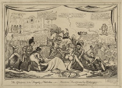 The Afterpiece (sic) Waterloon tragediaan tai Madame Francois ja hänen managers!!!, julkaistu 9. marraskuuta tekijältä George Cruikshank
