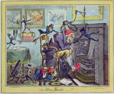 "The Blue Devils!", julkaissut Hannah Humphrey, 10. tammikuuta 1823 tekijältä George Cruikshank