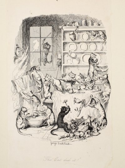 Kissa teki sen, pubista The Greatest Plague of Life. 1847. tekijältä George Cruikshank