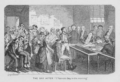 Seuraava päivä - Pyhän Patrickin päivä aamulla (kaiverrus) tekijältä George Cruikshank