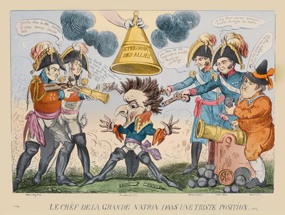 Suuren kansakunnan pää omituisessa tilanteessa, 1813 (käsinvärinen etsaus) tekijältä George Cruikshank